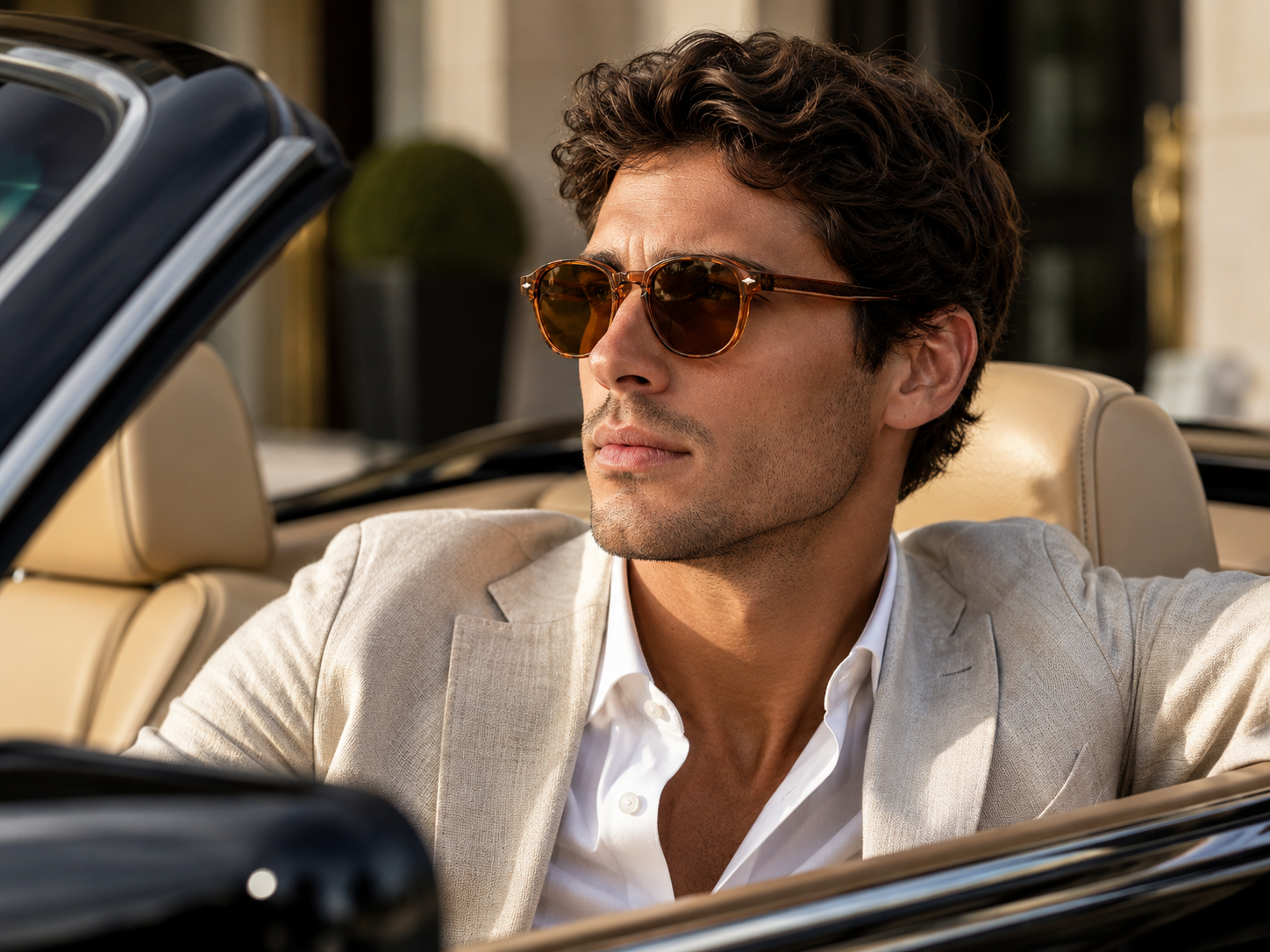 Lunettes de Soleil Homme Femme – Monture Ronde Acétate Marron Caramel Translucide – Verres Ambrés UV400 – Design Élégant avec Rivets Décoratifs